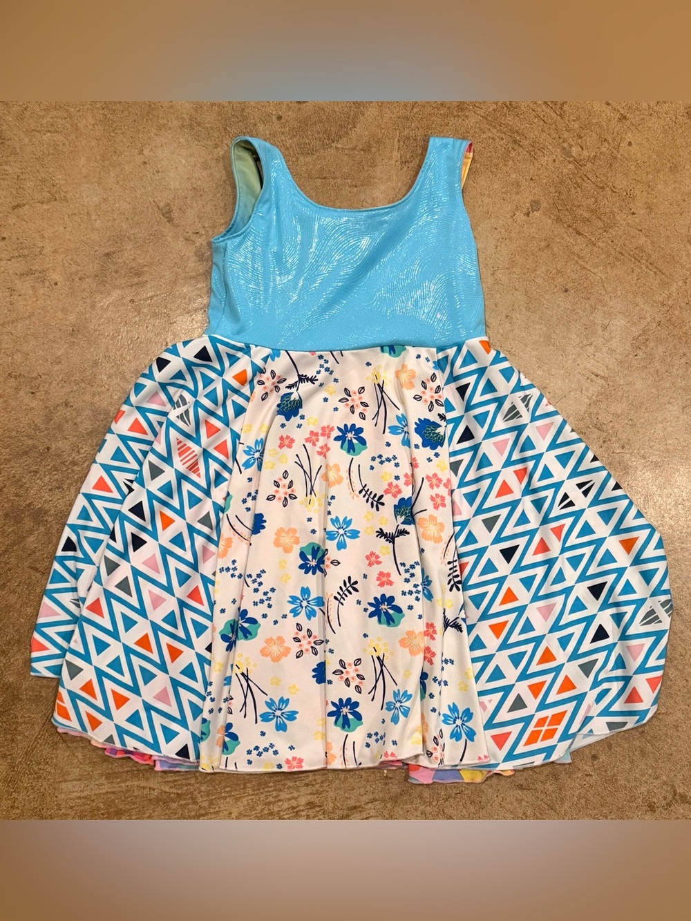 Twirly Girl Reversible Dress Happy Twirls shimmery floral Girls Sz 5